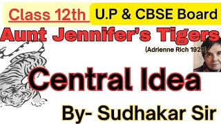 Central Idea Aunt Jennifers Tigers Adrienne Rich Explained BySudhakar Sir For UP amp CBSE Board [upl. by Luckett85]