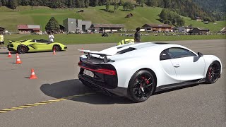 Bugatti Chiron Sport vs Lamborghini Aventador SVJ Roadster [upl. by Rimola]