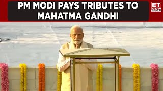 Gandhi Jayanti 2024 PM Narendra Modi Pays Tributes To Mahatma Gandhi At Rajghat  ET Now [upl. by Yesnyl]