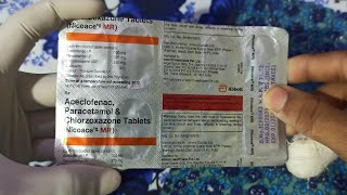 Aceclofenac paracetamol amp Chlorzoxazone tablet  Nicoace MR  use  Dose [upl. by Hayilaa]