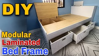 DIY  Paano Gumawa ng Double size Bed frame with Drawers and Storage  Modular Bed Frame  chitman [upl. by Kowalski]