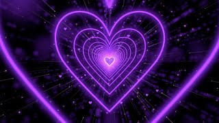 Heart Tunnel💜Purple Heart Background  Neon Heart Background Video  Wallpaper Heart 10 Hours [upl. by Acitel]