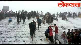 Bhushi Dam Tourists enjoying the weekend at the overflowing dam [upl. by Retsevlis]