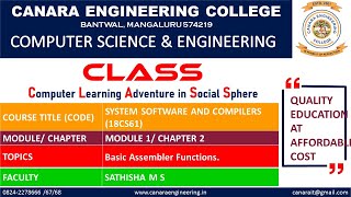 VTU SS and CD 18CS61 SYSTEM SOFTWARE AND COMPILERSBASIC ASSEMBLER FUNCTIONS M1 L2 [upl. by Sidhu]