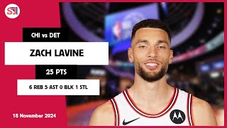 ZACH LAVINE 25 PTS vs DET 18 Nov 2425 CHI Highlights [upl. by Avilla]