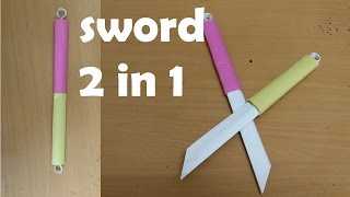 How to make a Double Paper Sword  Two in One   Mini Weapon crazyPTs Design [upl. by Aiek95]