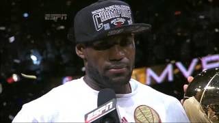 LeBron James Interview on Championship and Finals MVP NBA Finals 2013 [upl. by Airdnua]