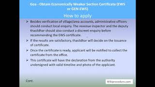 Goa  Obtain Economically Weaker Section Certificate EWS Or GENEWS [upl. by Bear]