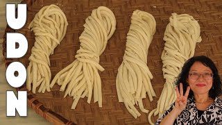 Homemade UDON noodles 3 ingredients easy kneading with the feet soft and chewy texture [upl. by Aicatsanna]