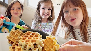 MAKiNG WAFFLES for MOM Backyard Games and pirate island fun with Family Best Mothers day Ever [upl. by Yzus]