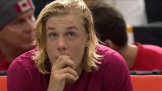 Denis Shapovalov Hit the umpire in face and disqualified in 2017 Davis Cup [upl. by Cindie]