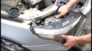 BMW E60 5 series Removing headlamp replacing the xenon bulb module [upl. by Anej821]