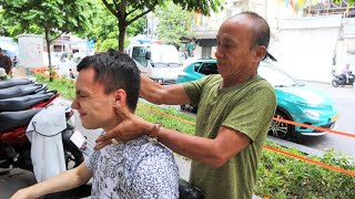 ASMR 2 Strong and funny street barber massage [upl. by Anwaf665]