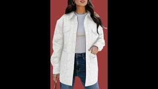 EVALESS Quilted Jackets for Women Lightweight Long Sleeve Button Down Puffer Jacket Warm Winter Coat [upl. by Anneirda]