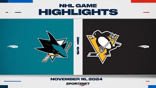 NHL Highlights  Sharks vs Penguins  November 16 2024 [upl. by Adria]