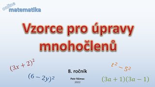 Mnohočleny  Vzorce pro úpravy mnohočlenů  Matematika 8 [upl. by Rebm]