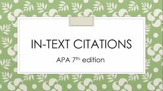 InText Citations APA 7th edition [upl. by Dominick]