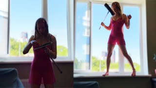 Transparent Cleaning \ Transparent Window cleaning with fit Girl in High Heels [upl. by Dj]