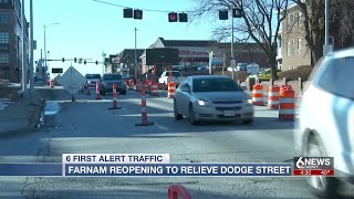 Farnam Street reopening to relieve Dodge Street traffic in Omaha [upl. by Ratcliffe]