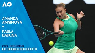 Amanda Anisimova v Paula Badosa Extended Highlights  Australian Open 2024 Third Round [upl. by Emmett215]