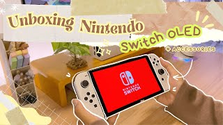 Unboxing Nintendo Switch OLED  accessories ⊹₊⟡⋆ [upl. by Yeruoc]