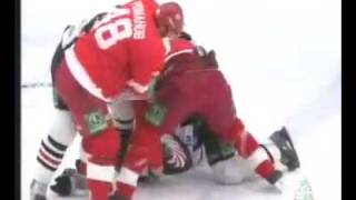 KHL Russian hockey mass fight 09012010 Avangard  Vityaz Jagr 410 min penalty [upl. by Innes627]