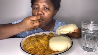 COOK AND EAT WITH ME  ASMR POUNDED YAM FUFU AND EGUSI SOUP MUKBANG [upl. by Tlevesoor]