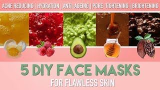 5 DIY FACE MASKS for flawless skin  Homemade Natural ACNE remedies  Anti Ageing etc  PEACHY [upl. by Ajan]