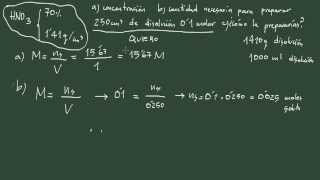 4 Ejercicio disolución IV preparación e una disolución a partir de una disolución comercial [upl. by Nnyre]
