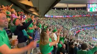 Ireland celebrate win over Scotland with Zombie The Cranberries Stade de France Paris 7102023 [upl. by Nohpets]