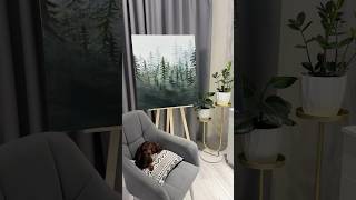 Лес в тумане🌲 art painting watercolor drawing арт artist художник paint рисунок [upl. by Dilaw]