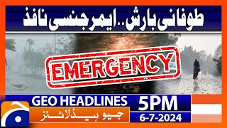 Stormy Rain Emergency Update  Geo News 5 PM Headlines  6th July 2024 [upl. by Ciprian711]