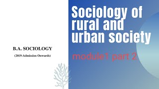 5semsociology of rural and urban society calicut university BA sociology [upl. by Assyle]