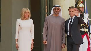 Macron reçoit le président des Emirats arabes unis à lElysée  AFP Images [upl. by Eninaj]