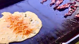 Cheese Omelette and Bacon on the Blackstone Flat Top Griddle [upl. by Cadmar858]