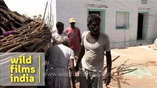 Villagers construct thatched mud hut  India [upl. by Htebezile]