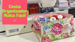 DIY Cesto Organizador Multiuso  Diy Easy Fabric Basket  Aline Nunes  By Aan Crafts [upl. by Lidda]