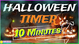 10 MINUTE HALLOWEEN TIMER with Music and Alarm ⏰🎃👻 10 Minute Timer for Kids Classroom Timer [upl. by Daniala318]