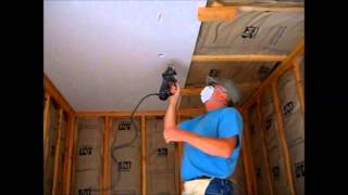 How I Hang Sheetrock  Drywall  on the Ceiling By Myself or Yourself DIY [upl. by Frants]