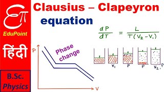 Clausius  Clapeyron Equation in Thermodynamics  video in HINDI [upl. by Juetta]