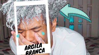 OLHA O QUE A ARGILA BRANCA FEZ COM O MEU CABELOMEDO JhonatanCaetanoVlog [upl. by Jasmin]