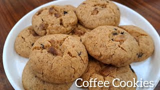 Coffee Cookies  Coffee White Chocolate Cookies  Eggless Coffee Cookies Recipe [upl. by Enohpets585]