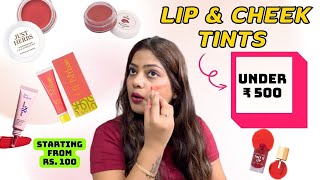 BEST AFFORDABLE LIP AND CHEEK TINT  ALL UNDER RS 500  MOST PIGMENTED amp AFFORDABLE Demo  Review [upl. by Marienthal]