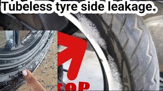 Bike Tubeless Tyre side leakage puncture problem solved RobiMotorGarage [upl. by Aphrodite]