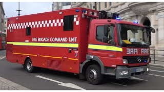 London Fire Brigade  CU2 Islington Comand Unit responding through Trafalgar Square [upl. by Tniassuot]