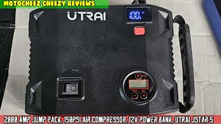 2000 Amp Jump pack 150psi Air Compressor 12V power bank UTRAI Jstar 5 Jump Box jumper cables [upl. by Eyt202]