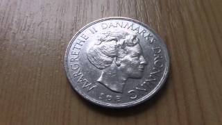 Denmark coin  1 Krone  Margrethe II Danmarks Dronning [upl. by Aurore]