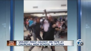 Violent fight caught on tape at Churchill High School in Livonia [upl. by Tengdin]