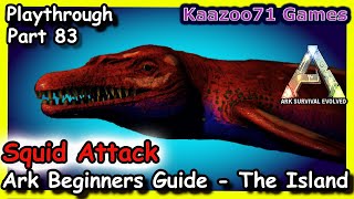 Alpha Tusoteuthis Attack Squid Attack  Ark Survival Evolved Beginners Guide The Island Episode 83 [upl. by Ilak]