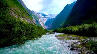 Beautiful Nature River in Norway Nature Sounds of River Flowing Water White Noise for Sleeping [upl. by Clabo]